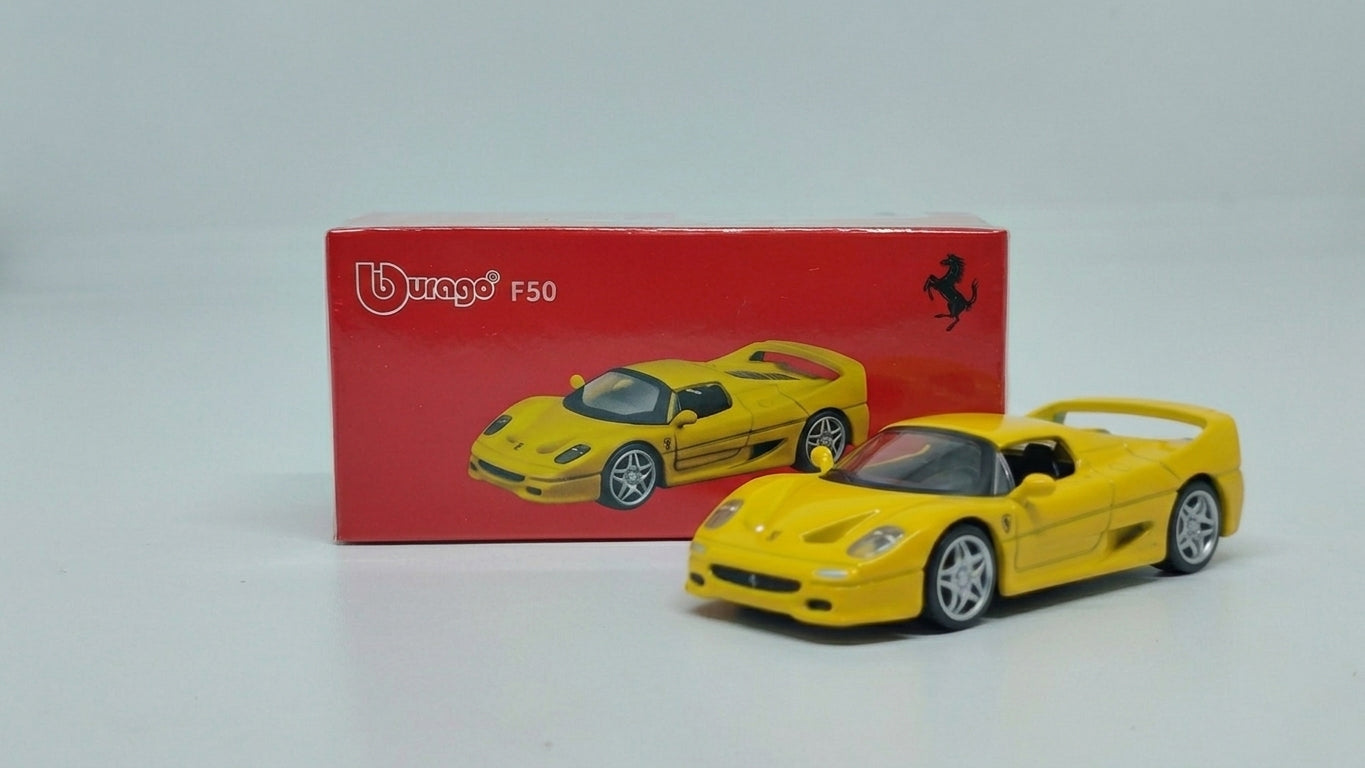 box of Ferrari F50 yellow 1:64 scale model - Bburago