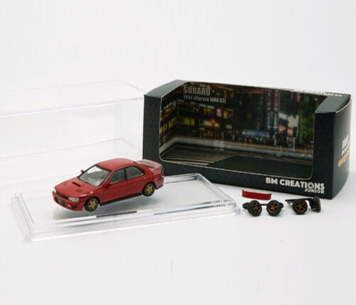 perspective view of both the front and the side Subaru 1994 Impreza WRX STi 1:64 BM Creations scale model car with packaging and accessrories