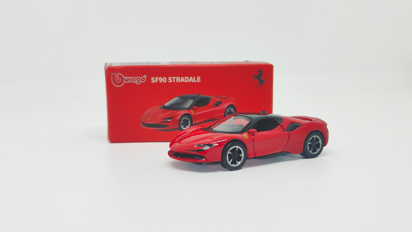 Box of Ferrari SF90 Red 1:64 scale model car - Bburago