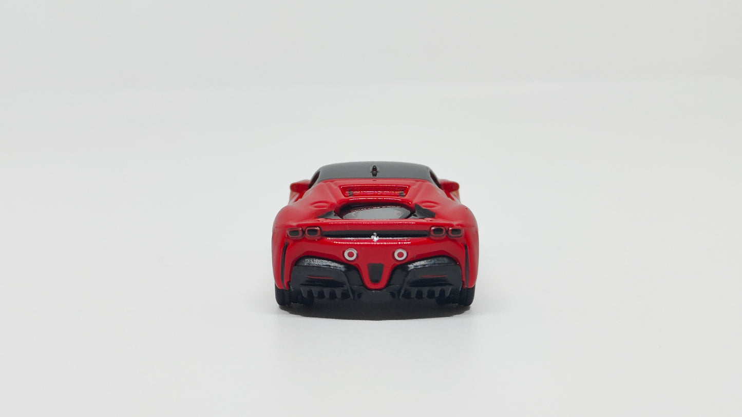back view of Ferrari SF90 Red 1:64 scale model car - Bburago