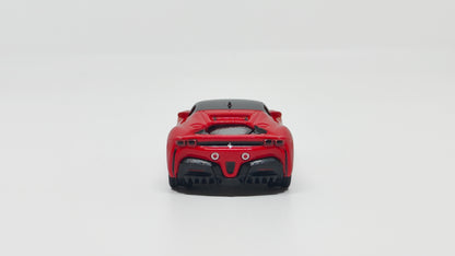 back view of Ferrari SF90 Red 1:64 scale model car - Bburago