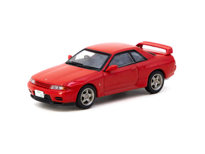 front perspective view of Nissan Skyline GT-R (BNR32) Red 1:64 scale model car - J collection