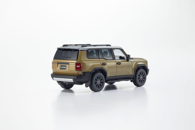 back perspective view of Toyota land cruiser 250 ZX First edition Sand/Light Gray 1:43 scale model car - Kyosho