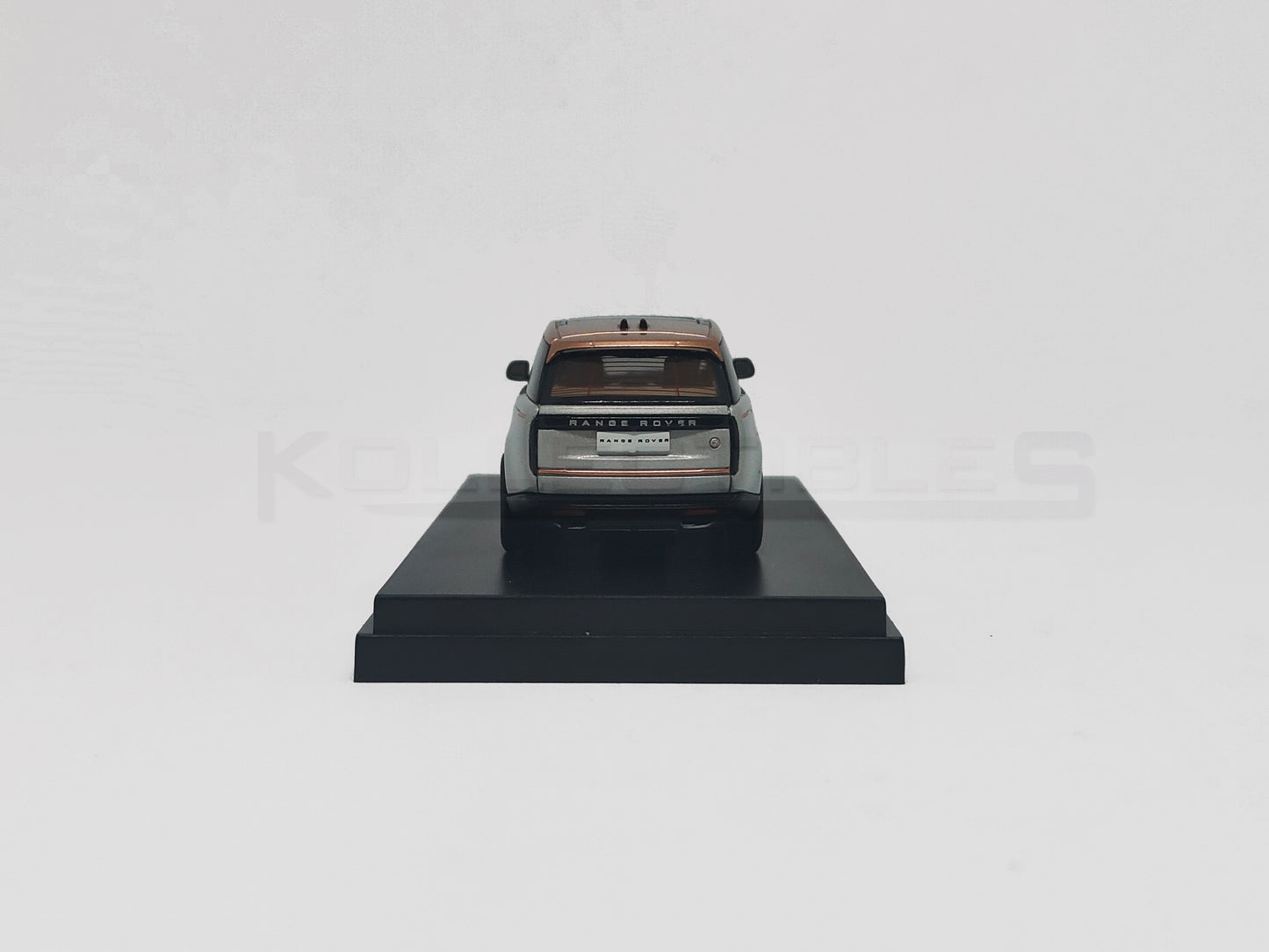 Back view of Land Rover Range Rover Silver 1:64 white model car by LCD Models