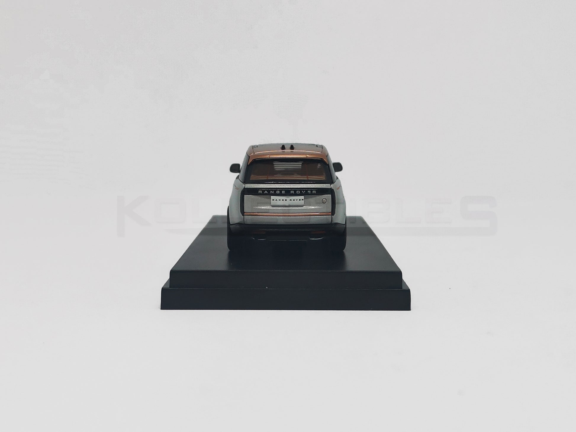 Back view of Land Rover Range Rover Silver 1:64 white model car by LCD Models