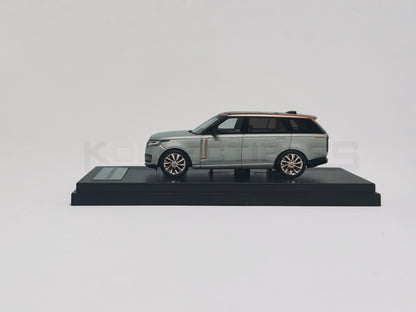 Side1 view of Land Rover Range Rover Silver 1:64 white model car by LCD Models
