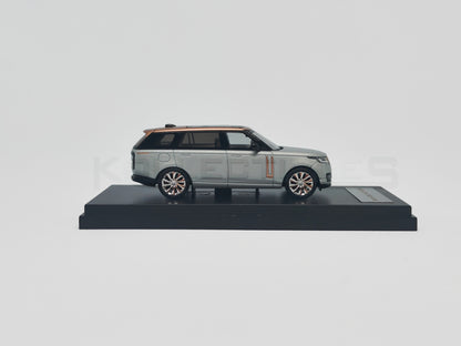 Side2 view of Land Rover Range Rover Silver 1:64 white model car by LCD Models