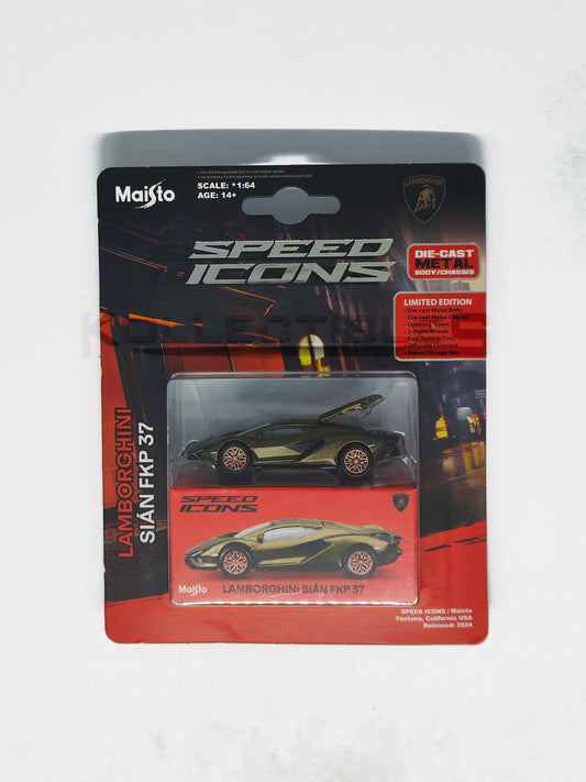 Blister Package of Speed icons - Lamborghini Sian FKP 37 Green 1:64 scale model car - Maisto