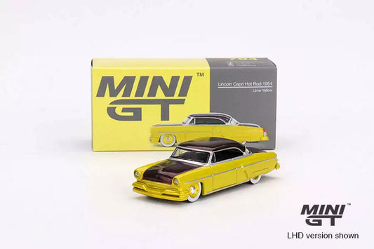 Lincoln Capri Hot Rod 1954 Lime yellow 1:64 Scale model car - Mini GT