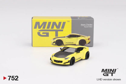 Nissan Z Pandem Ikazuchi Yellow 1:64 scale model car - Mini GT