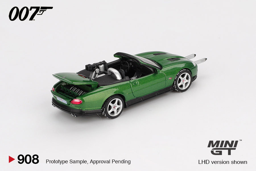 back perspective view of Jaguar XKR Die another day english Blister packaging 1:64 scale model car - Mini GT