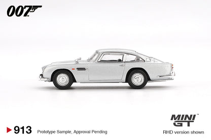 Aston Martin DB5 Skyfall Battle Damaged Edition 1:64 diecast model car by Mini GT (MGT00913-BL) - Back Perspective