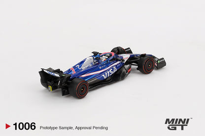 Back perspective view of RB VCARB 01 #3 Daniel Ricciardo 2024 F1 2024 Bahrain GP 1:64 scale model car 1:64 scale model car - Mini GT