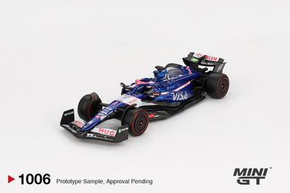 front perspective view of RB VCARB 01 #3 Daniel Ricciardo 2024 F1 2024 Bahrain GP 1:64 scale model car 1:64 scale model car - Mini GT