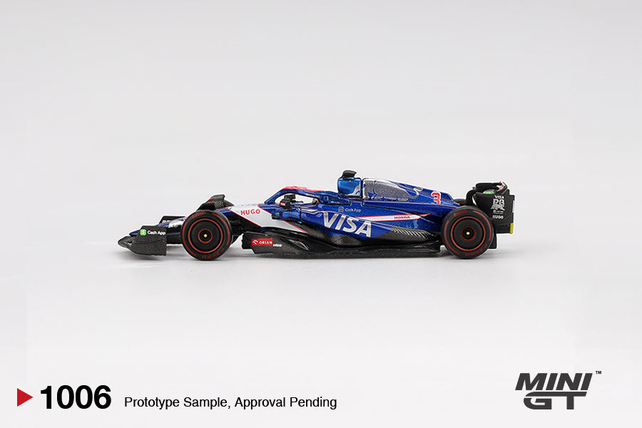 side view of RB VCARB 01 #3 Daniel Ricciardo 2024 F1 2024 Bahrain GP 1:64 scale model car 1:64 scale model car - Mini GT