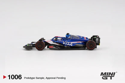 side view of RB VCARB 01 #3 Daniel Ricciardo 2024 F1 2024 Bahrain GP 1:64 scale model car 1:64 scale model car - Mini GT