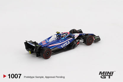 Back perspective view of RB VCARB 01 #22 Yuki Tsunoda 2024 F1 2024 Bahrain GP 1:64 scale model car - Mini GT