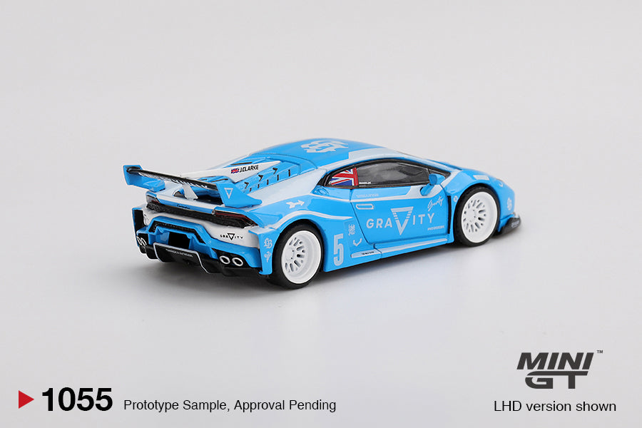 back perspective view of LB★WORKS Lamborghini Huracán GT GRAVITY 1:64 scale model car - Mini GT product code MGT01055