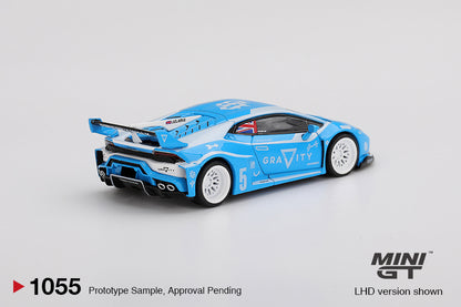 back perspective view of LB★WORKS Lamborghini Huracán GT GRAVITY 1:64 scale model car - Mini GT product code MGT01055