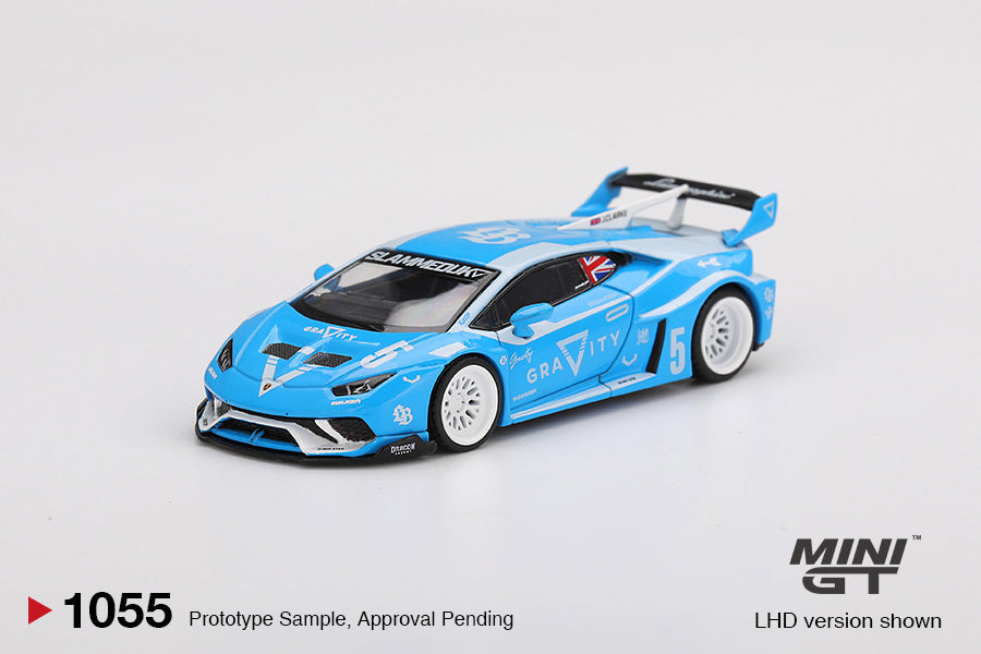 Front perspective vew of LB★WORKS Lamborghini Huracán GT GRAVITY 1:64 scale model car - Mini GT product code MGT01055