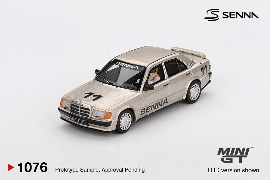 Mercedes-Benz 190 E 2.3-16 #11 Ayrton Senna 1984 Nürburgring Race of Champions w/ Figure 1:64 scale model car - Mini GT