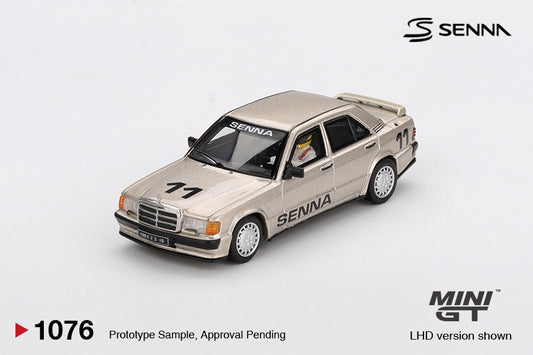 Mercedes-Benz 190 E 2.3-16 #11 Ayrton Senna 1984 Nürburgring Race of Champions w/ Figure 1:64 scale model car - Mini GT