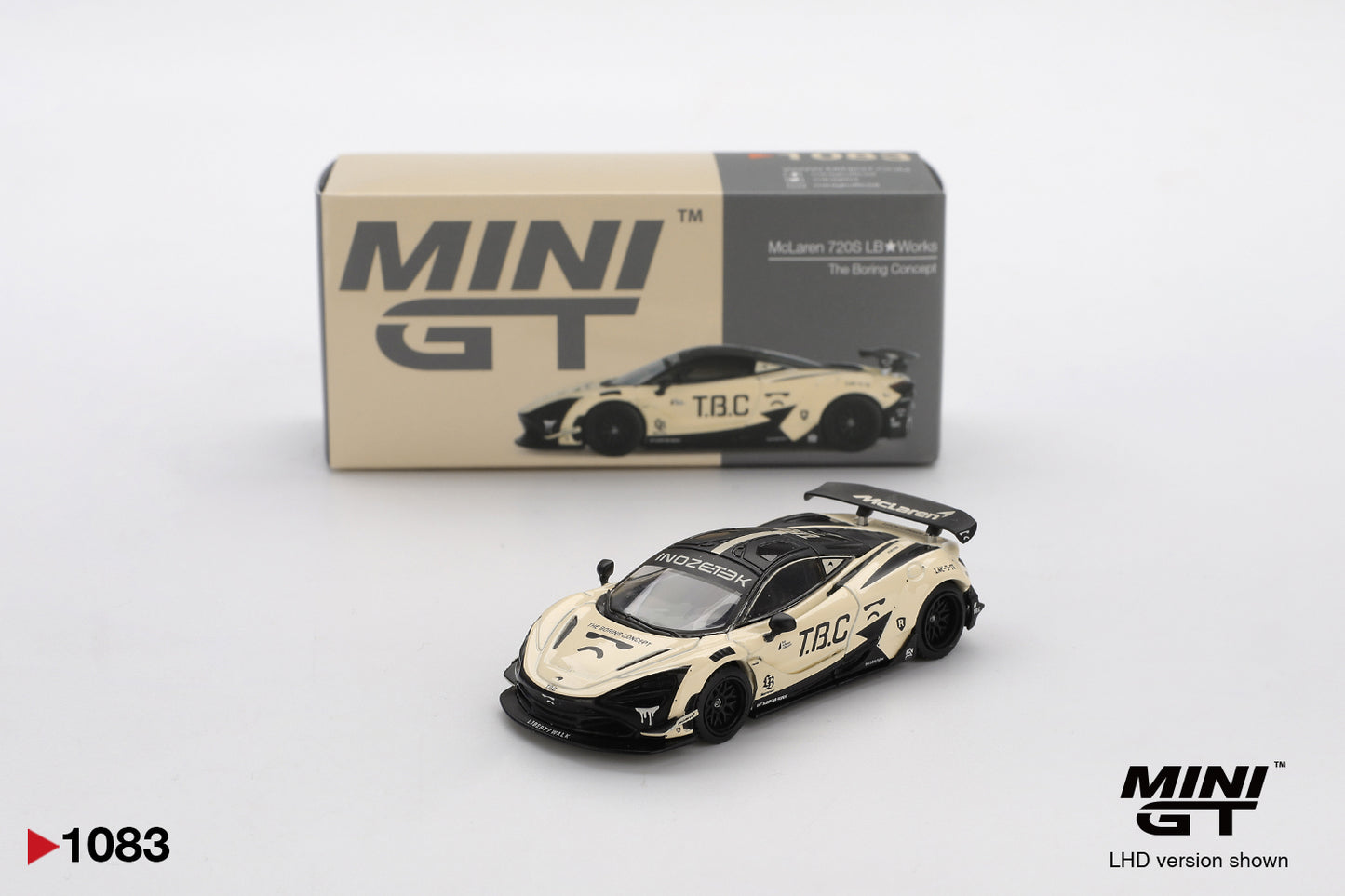 Box of McLaren 720S LB★Works The Boring Concept 1:64 scale model car - Mini GT