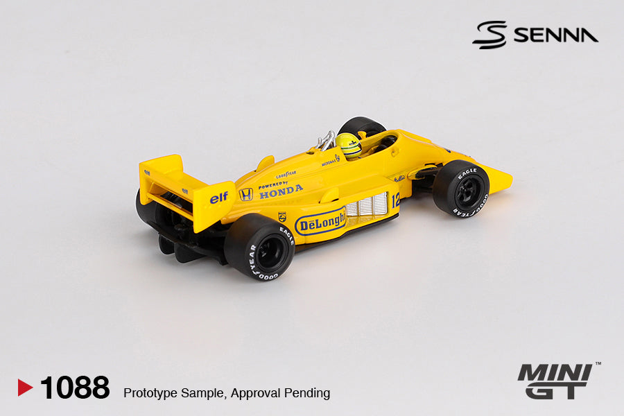 Lotus 99T #12 Ayrton Senna 1987 Monaco GP Winner 1:64 Mini GT - front