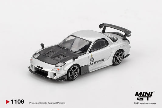 Mazda RX-7 RE-Amemiya Silver Metallic 1:64 scale model car - Mini GT