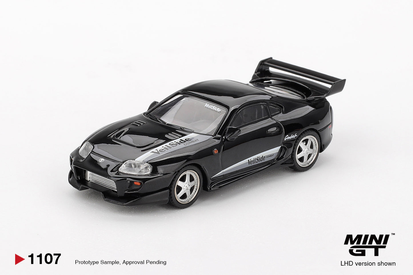 Toyota Supra VeilSide Combat V-II Black 1:64 Mini GT - front
