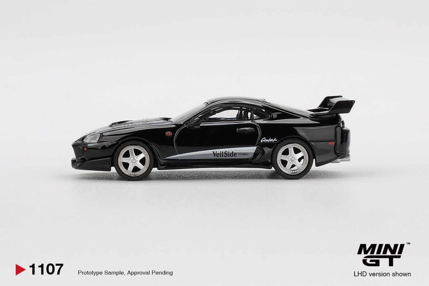 Toyota Supra VeilSide Combat V-II Black 1:64 Mini GT - side