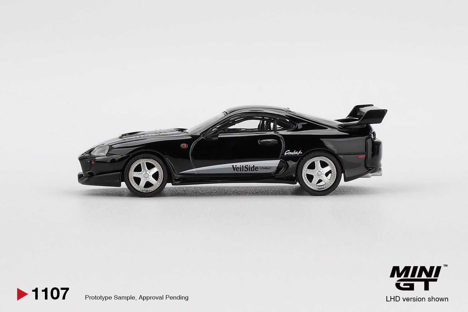 Toyota Supra VeilSide Combat V-II Black 1:64 Mini GT - side