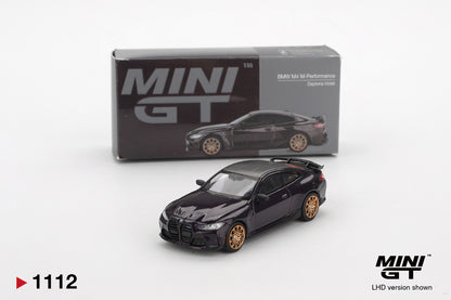 BMW M4 M-Performance (G82) Daytona Violet 1:64 diecast model car by Mini GT (MGT01112) - Back Perspective