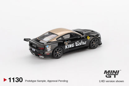 back perspective view of Shelby GT500 Dragon Snake Concept Black/Gold 1:64 scale model car - Mini GT
