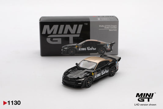 Box of Shelby GT500 Dragon Snake Concept Black/Gold 1:64 scale model car - Mini GT