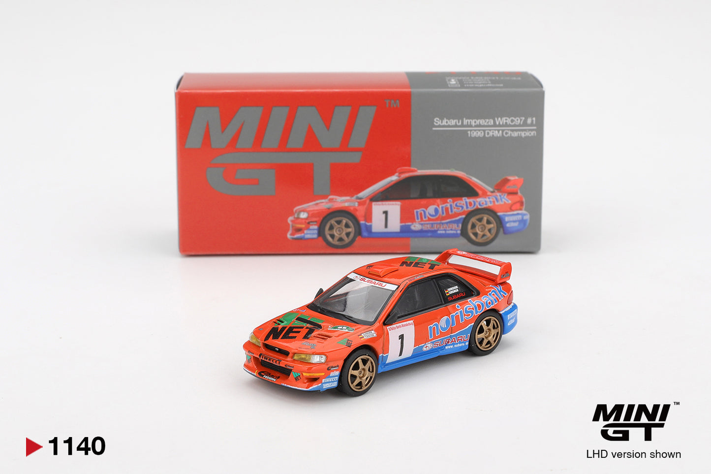 Subaru Impreza WRC97 #1 1999 DRM Champion 1:64 scale model car - Mini GT