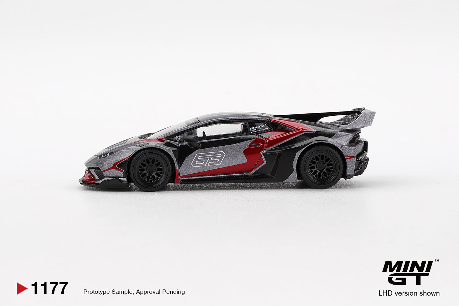LB Works Lamborghini Huracan GT RONIN 1:64 diecast model car by Mini GT (MGT01177) - Side View