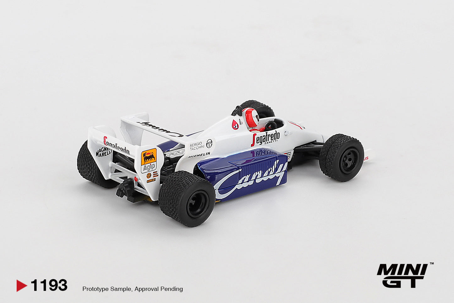 Toleman TG184 #20 Johnny Cecotto 1984 Monaco GP 1:64 Mini GT - rear
