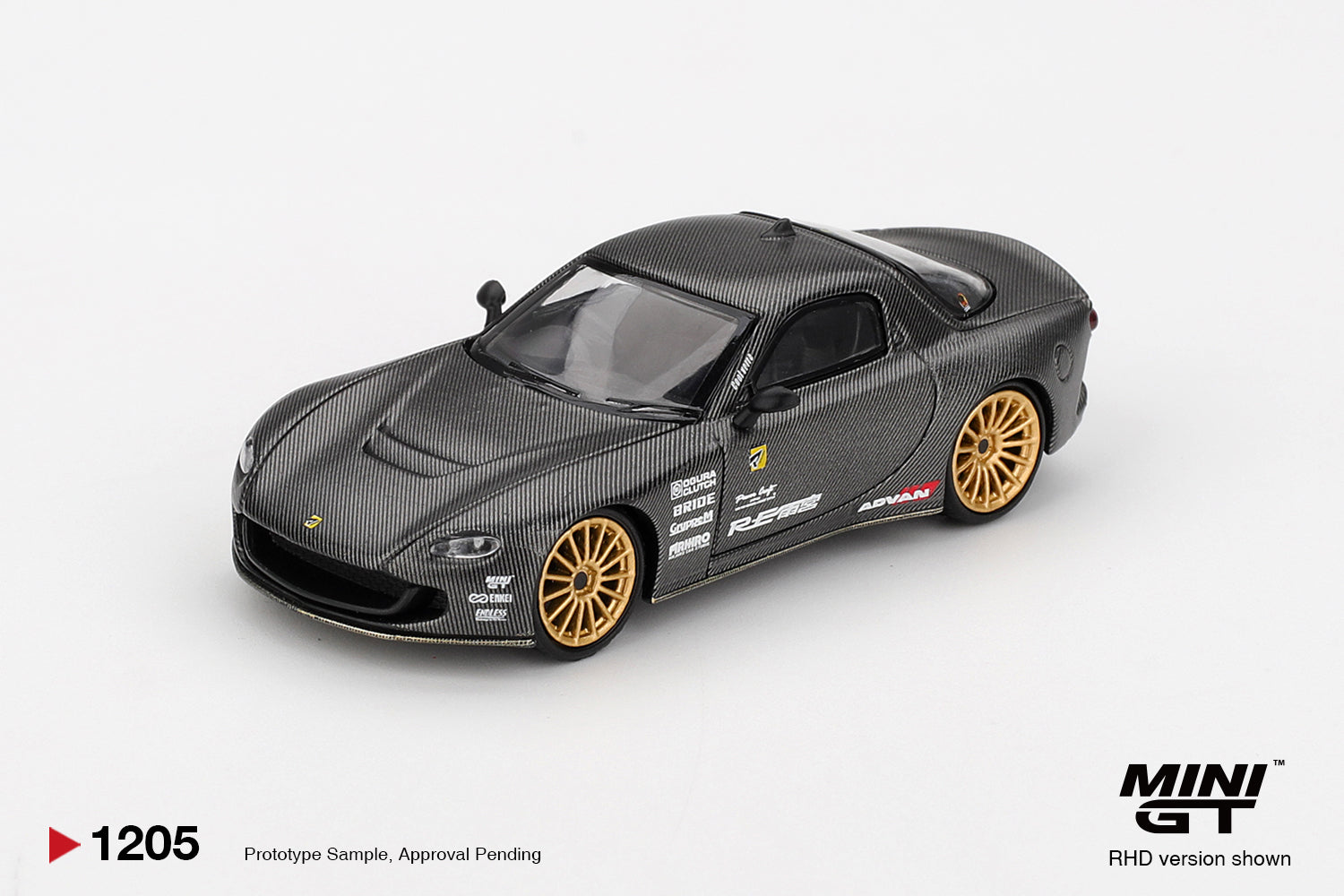 Mazda RX-7 RE-Amemiya Matsukiyo KOKU 3 Rotor NA-7 1:64 Mini GT diecast MGT01205 – front perspective