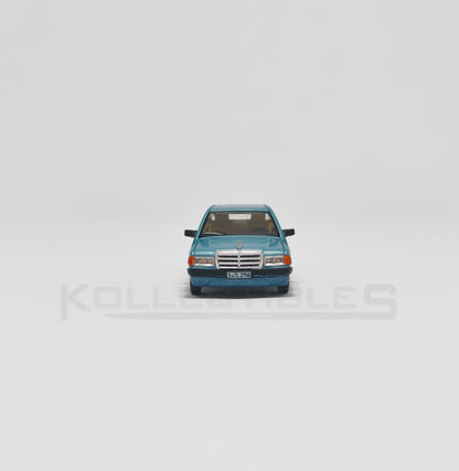 Front view of Mercedes Benz 190E Blue 1:64 scale model cars - Xcartoys x Poprace