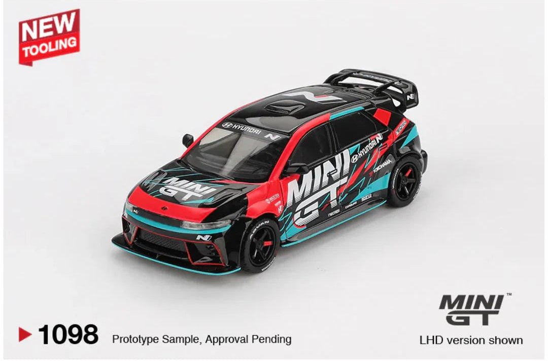 Model car with MINI GT branding on a white background