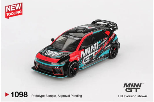Model car with MINI GT branding on a white background
