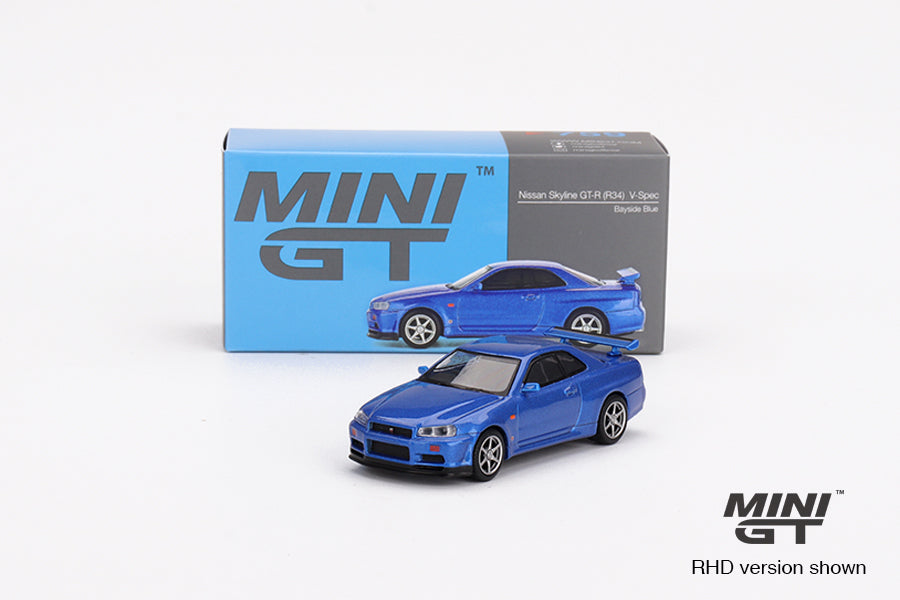 Nissan Skyline GT-R (R34) V-Spec Blister Package 1:64 scale model car - Mini GT