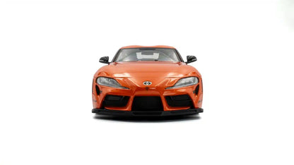 Front view of Toyota GR Supra Fast & Furious Tribute Orange 2024 1:18 scale model car - Solido