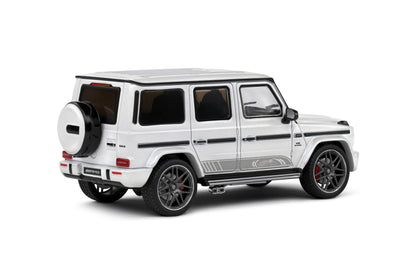 Back perspective view of MERCEDES AMG G63 – Diamand White – 2022 1:43 scale model car - Solido