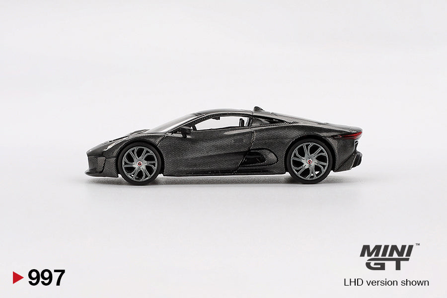 Side view of Jaguar C-X75 Test car 1:64 scale model car - Mini GT