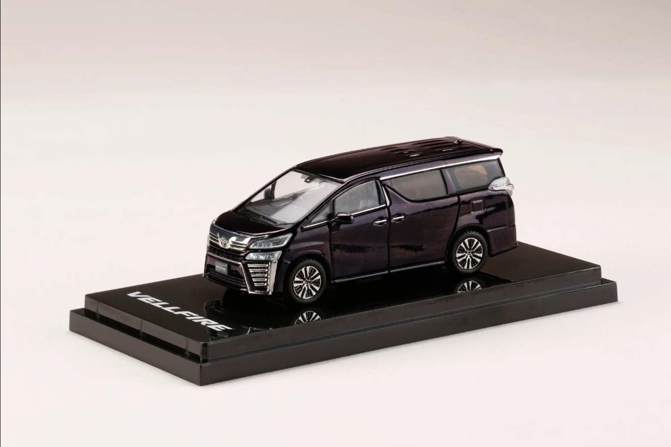 Front perspective view of both the front and the side 1:64 TOYOTA VELLFIRE by 
Hobby Japan