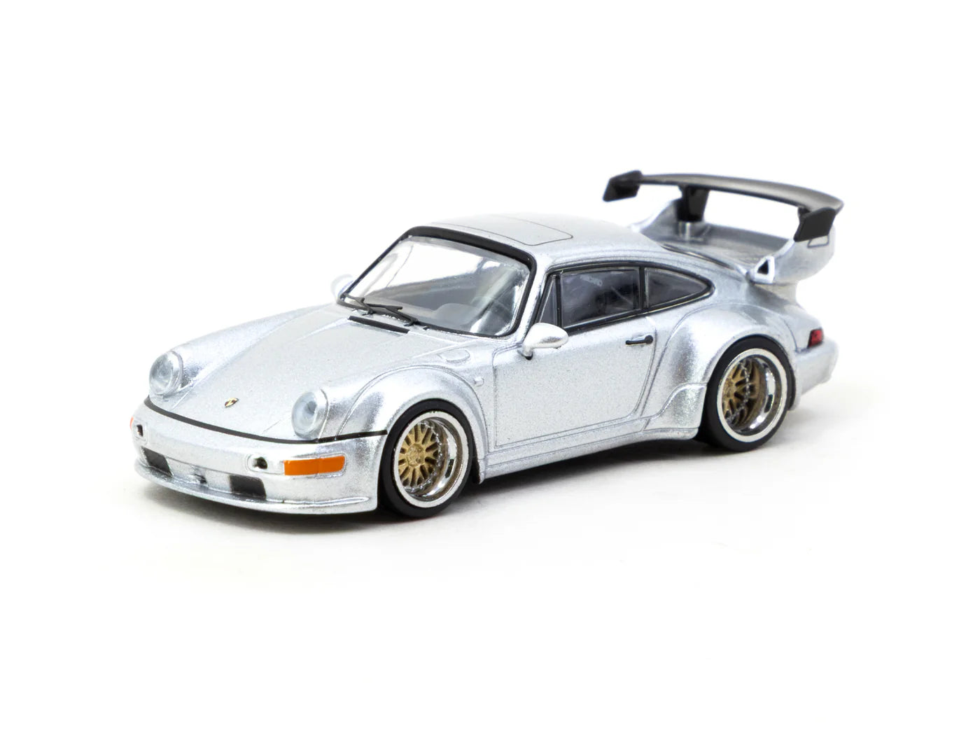 front view of Porsche RWB 964 Silver 1:64 Scale Model Car – Tarmac Works (Product Code: T64-037-SL)
