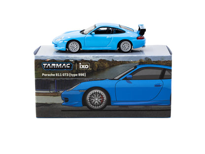 Porsche 911 GT3 (type 996) Light Blue 1:64 Scale Model Car – Tarmac Works X iXO Models GLOBAL64 (Product Code: T64G-069-BL)