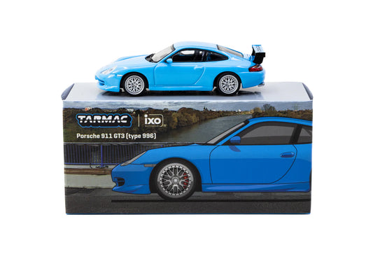 Porsche 911 GT3 (type 996) Light Blue 1:64 Scale Model Car – Tarmac Works X iXO Models GLOBAL64 (Product Code: T64G-069-BL)